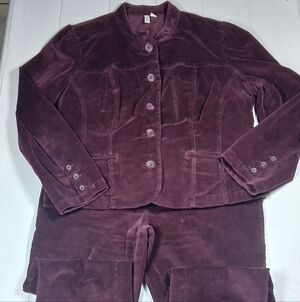 Sz 14 Women Vtg ST. John's Bay Stretch Corduroy Blazer Jacket Pants 2 Piece Set